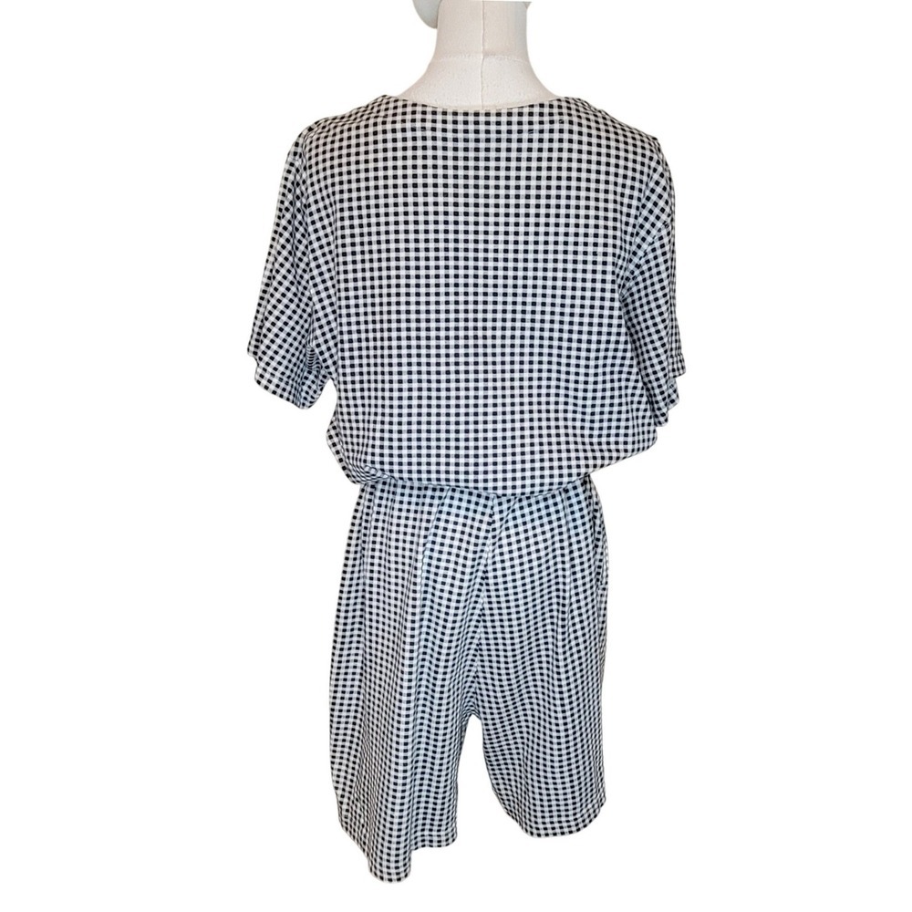 FADS Vintage Buffalo Plaid Romper L Gingham Button Cottagecore Summer Retro - Picture 7 of 7